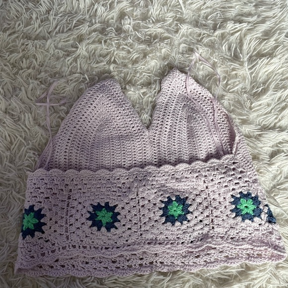 purple knit flower summer top from aerie!! - Picture 3 of 3